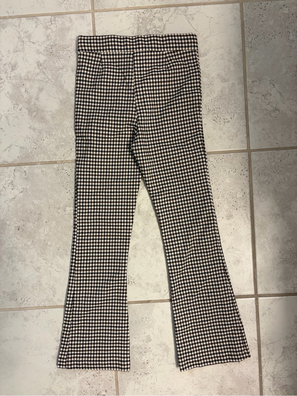 ✨Zara Kids | Girls Brown, Blk, Ivory Gingham Flare Pants | Sz 9 - Picture 2 of 6